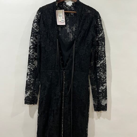 V.Chapman Womens The Jules Turtleneck Lace Maxi Dress Black Size 14 NWT - Picture 6 of 16